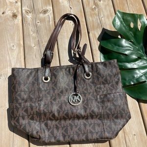 Michael Kors brown monogram satchel